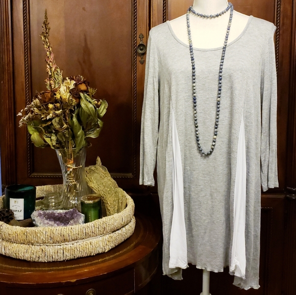 easel Tops - 🧿 Flowy Tunic Dress w/Sheer Panel